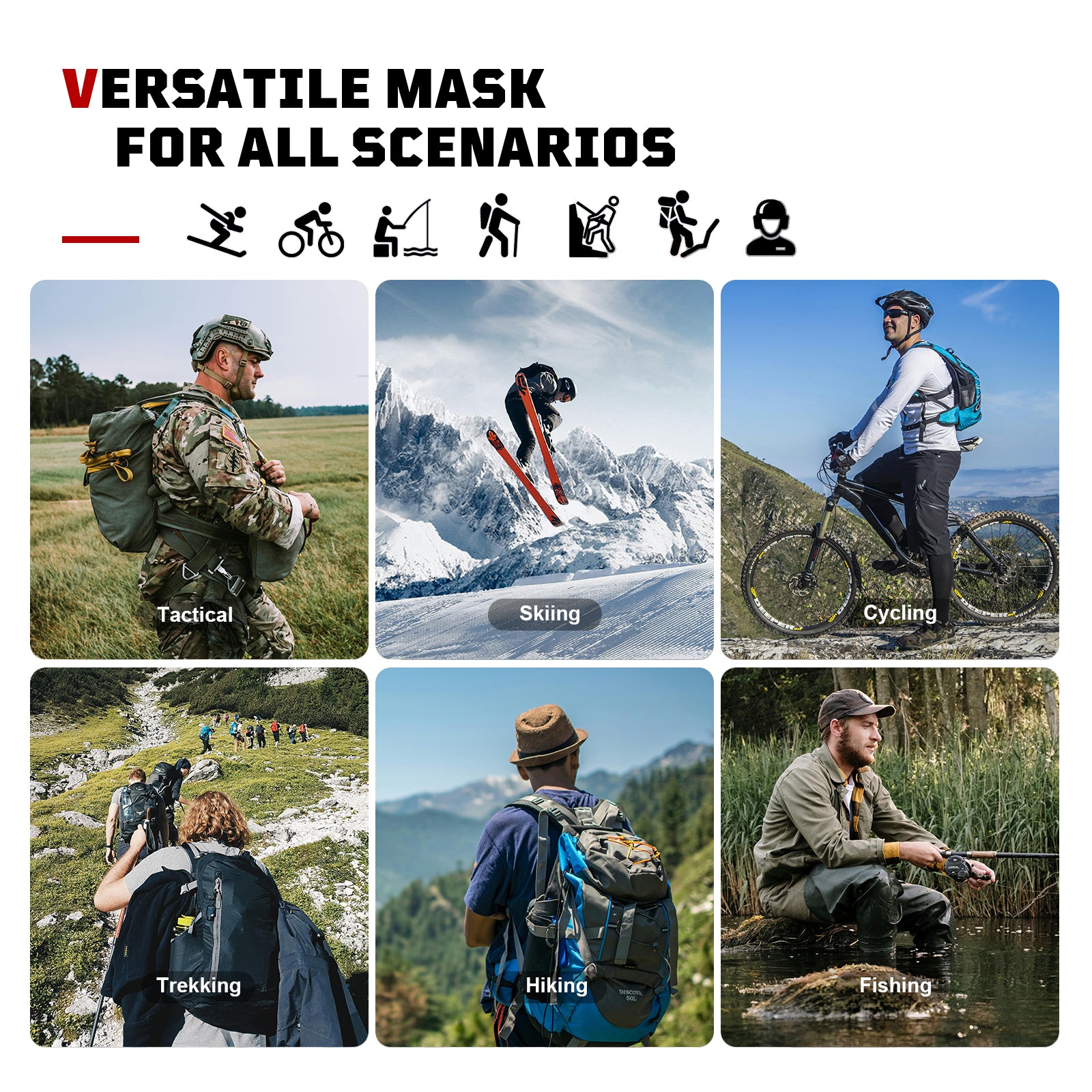 1TG Tactical Airsoft Mask - Balaclava Ski Mask Windproof Full Face Cover